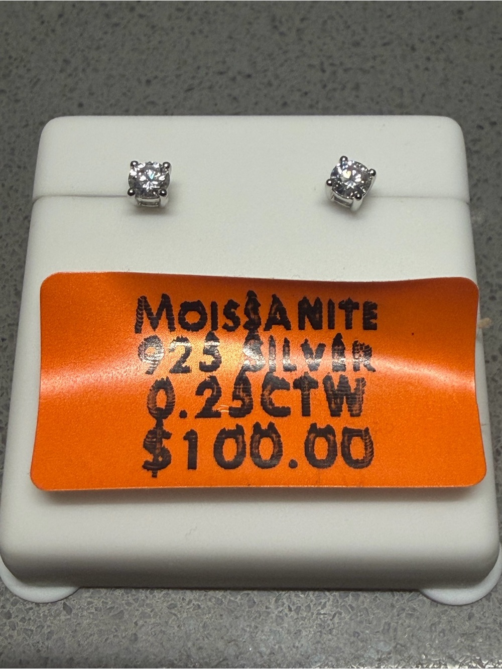 0.25 CTW Sterling Silver Stud Earrings - White